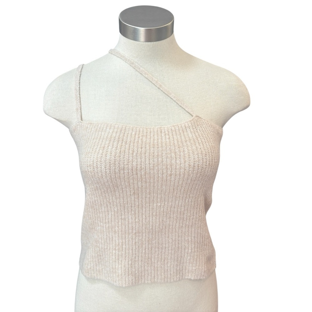NWT Noble Montreal Womens Sweater Tank Knit Asymmetrical Oatmeal Sz. M